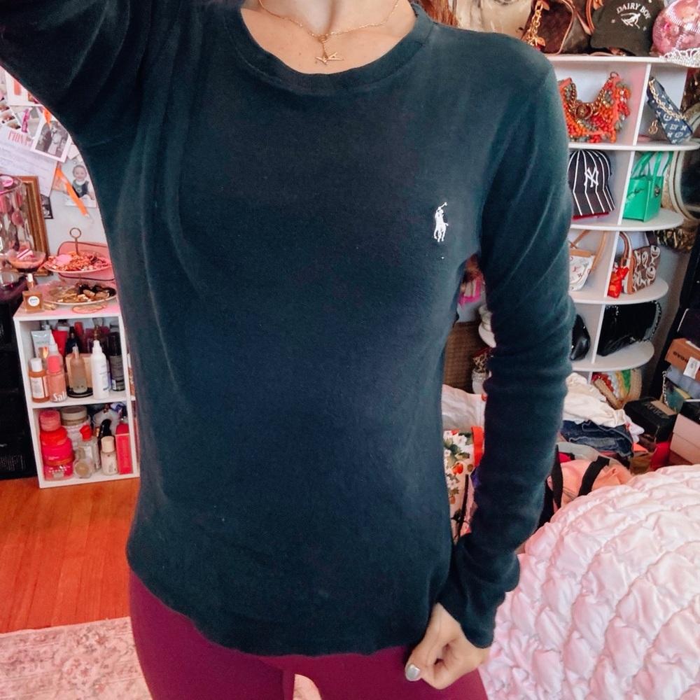 Black Long Sleeve Polo Shirt